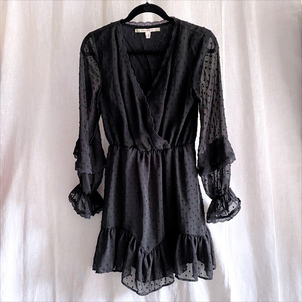 Chelsea and Violet Ruffle Black Sheer Dress